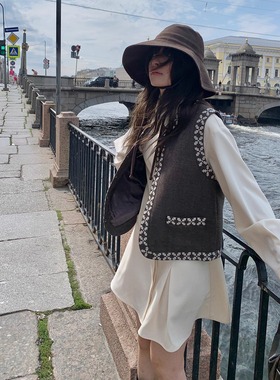 KERNEL COSMOS那不勒斯西部 城市游牧风重工复古提花刺绣叠搭马甲