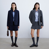 KERNEL 百褶裙套装 COSMOS JI简时髦学院英伦感解构拼接条纹西装