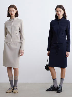 KERNEL COSMOS 立裁解构JI简修型高织收腰立领外套半裙运动风套装