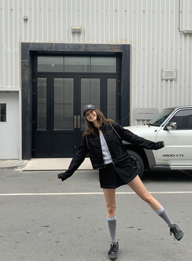 KERNEL COSMOS 大都会俱乐部 美式复古解构绗线牛仔外套短裤套装