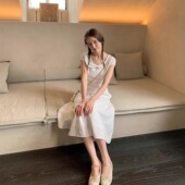 KERNEL 气质蝴蝶结花边领格纹雏菊茶歇裙 法式 COSMOS 杜松茉莉调