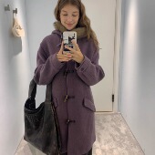 乌木焦糖山 KERNEL COSMOS 学院牛角扣收腰毛领重工羊毛大衣外套