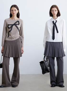 KERNEL COSMOS 可拆卸两件套百褶裙裤精纺羊毛休闲微喇西装裤