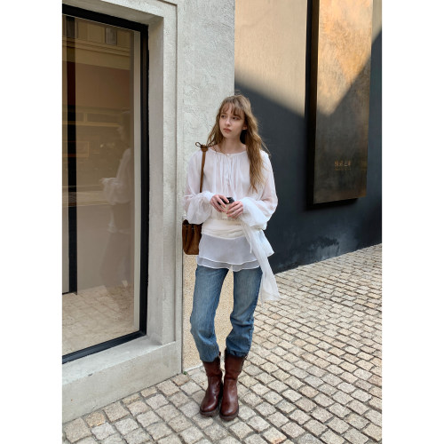 果核宇宙流光纱系带荷叶边上衣