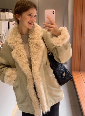 KERNEL COSMOS暮雪游踪 冬季拼接长毛派克服做旧毛毛工装夹棉外套