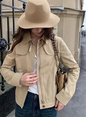 KERNEL COSMOS马里波恩街 早秋英伦腔调拼格立领短款夹克风衣外套