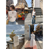 艺术游牧风刺绣马甲背心外穿亚麻无袖 KERNEL COSMOS夏日牧野 上衣