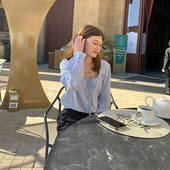 COSMOS 海滨季 风 KERNEL 法式 复古花边方领系带棉质提花甜美上衣