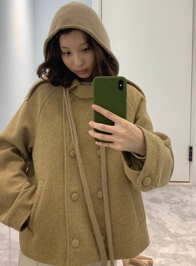 KERNEL COSMOS 比切林咖啡厅 英伦风气质枪驳领双排扣羊毛呢外套