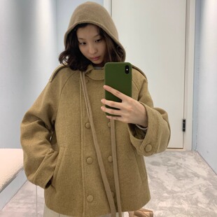 KERNEL COSMOS 比切林咖啡厅 英伦风气质枪驳领双排扣羊毛呢外套