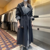 风衣外套女 百搭翻领绑带收腰宽松显瘦长款 抹茶欧洲站2025秋季 时尚