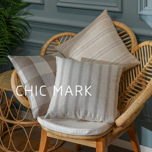 北欧现代简约抱枕套ins亚麻素色条纹方格现代简约靠枕客厅靠垫