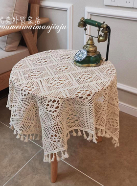 复古镂空蕾丝桌布盖布ins风长方形白色田园餐桌布圆桌圆形小台布