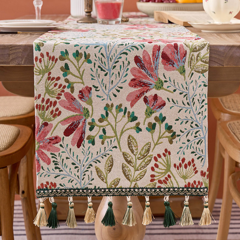 美式复古桌旗宋代美学餐桌桌布长条装饰布电视柜斗柜柜子防尘盖布,居家布艺,桌旗,淘宝优惠券,粉丝福利购,淘宝优惠卷