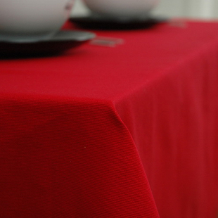 喜庆新年中国红简约餐桌布布艺全棉纯色客厅茶几长方形桌台布盖布
