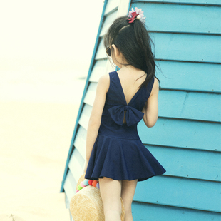 儿童泳衣新款 温泉沙滩学生公主试裙 连体小中大童可爱女童女孩泳装