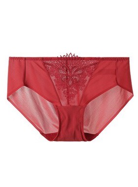 安莉芳新品专柜同款蕾丝刺绣红色内裤女士无痕低腰三角裤E200432