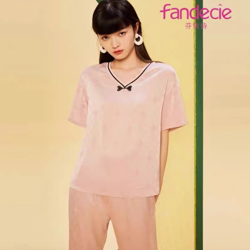 春夏印花睡衣女V领薄款家居服