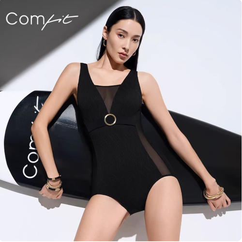 安莉芳Comfit【线雕装系列】女士显瘦弹力三角连体泳衣CS00023