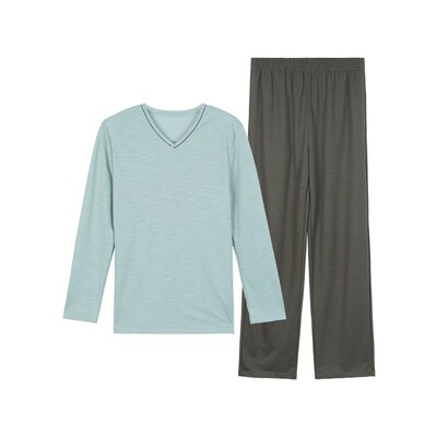 安莉芳旗下IVU男士专柜新品长袖v领棉质睡衣家居服套装ULY0186