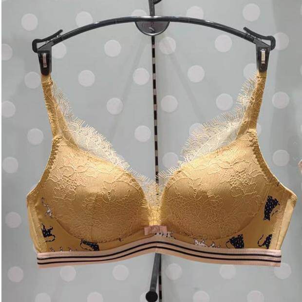 芬狄诗内衣女印花无钢圈深V性感蕾丝舒适上托小胸聚拢文胸FB00266