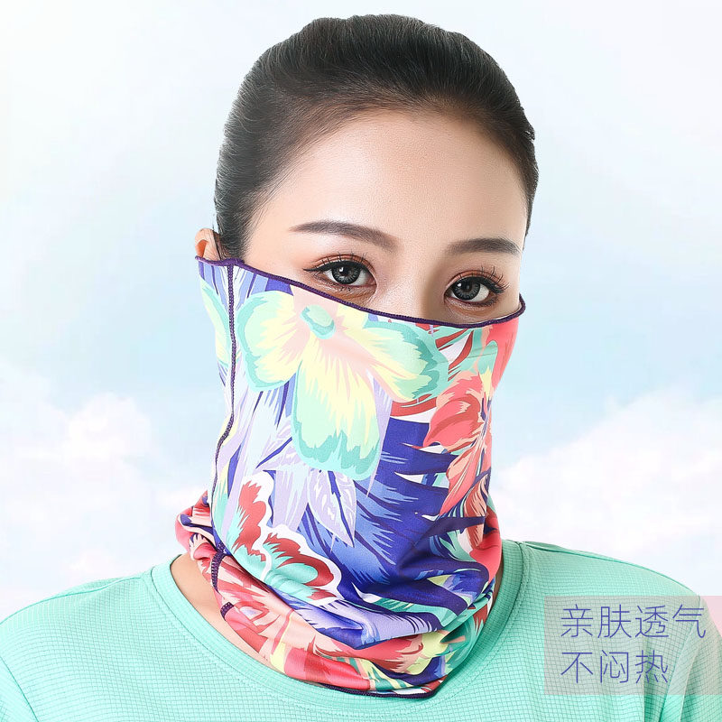 夏季冰丝骑行头巾防晒面罩防紫外线女登山围脖套透气无缝自行车