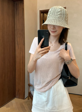 Hers-新好舒服（全员自留三四件）莱赛尔冰感面膜纯色短袖T恤8063
