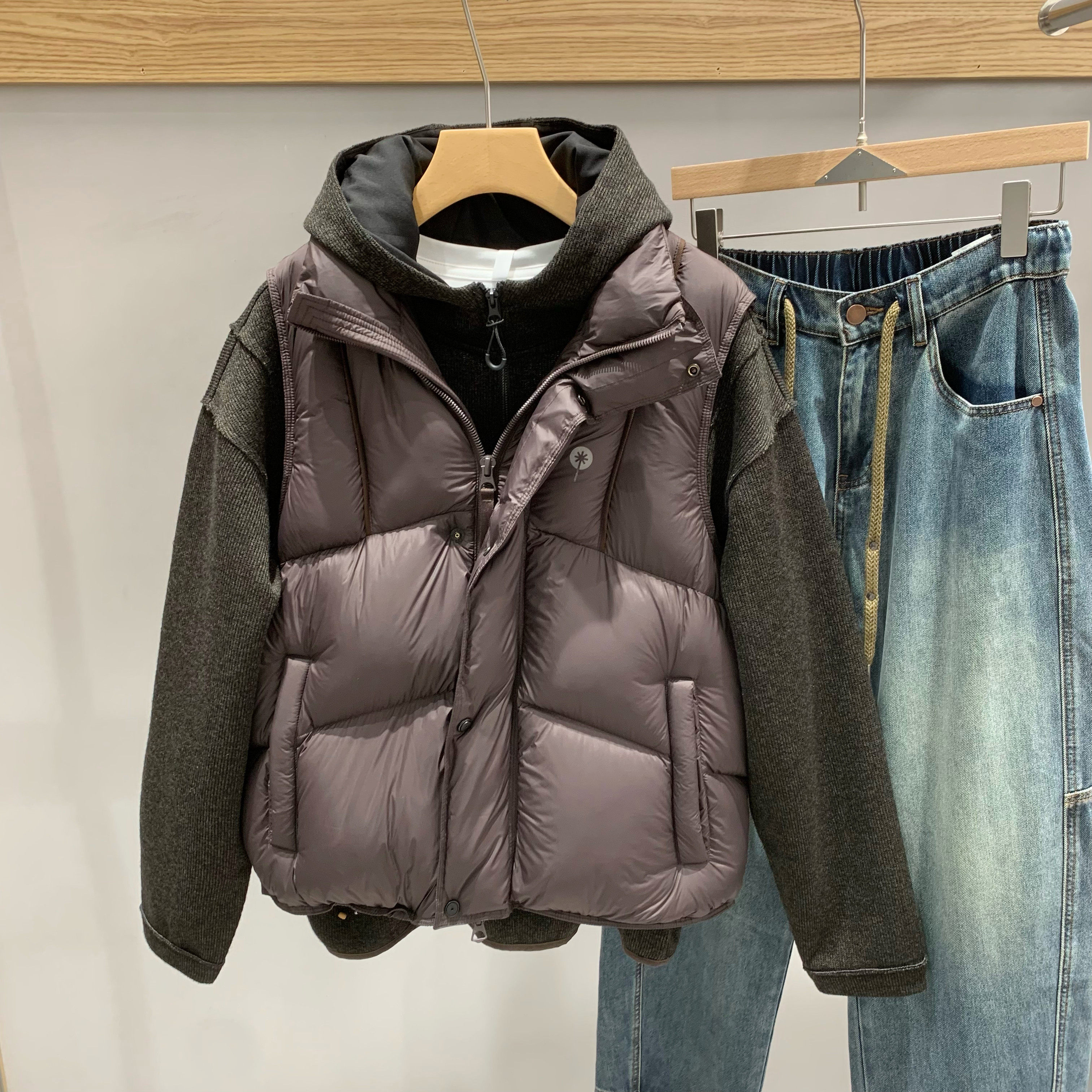 韩版蓬松立领羽绒服马甲泡芙背心
