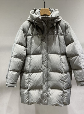242g高端蓬松中长款连帽羽绒服男冬季防寒保暖户外工装面包服外套