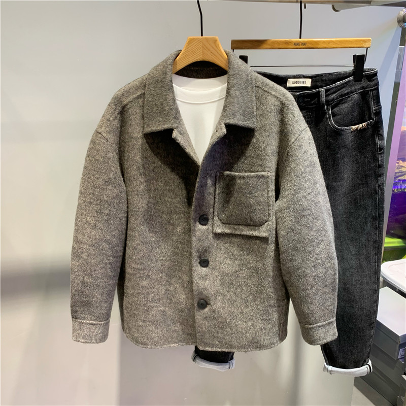 棉羊毛短款呢大衣高端外套