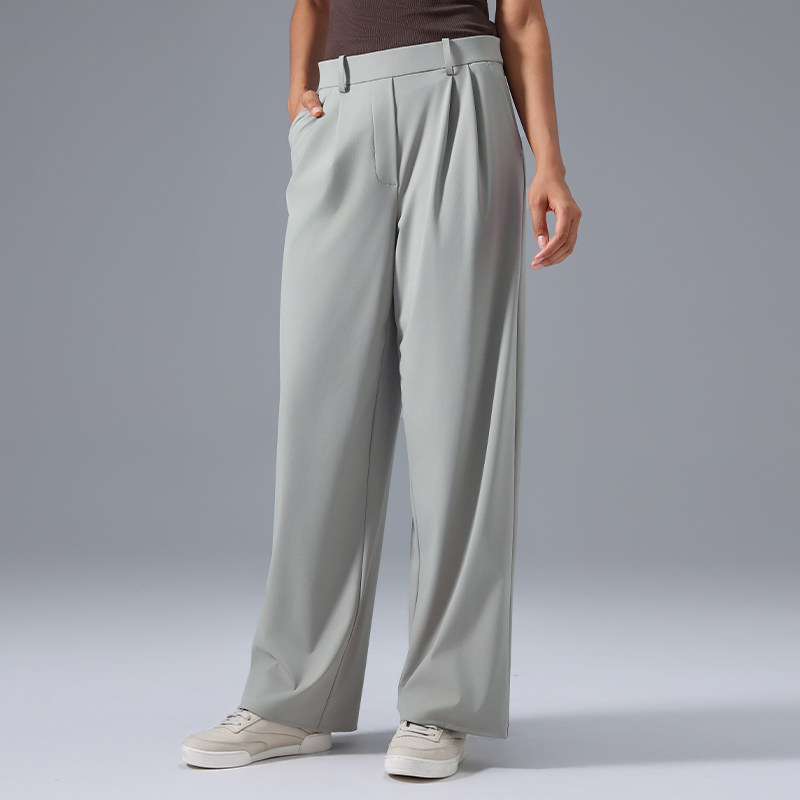 高腰垂感运动休闲裤女士宽松显瘦百搭健身阔腿裤透气速干直筒长裤