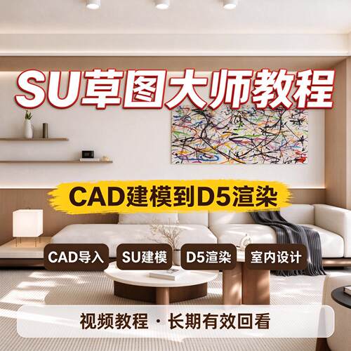 SU 草图大师室内设计入门教程 CAD 导入建模 D5 渲染教学资料