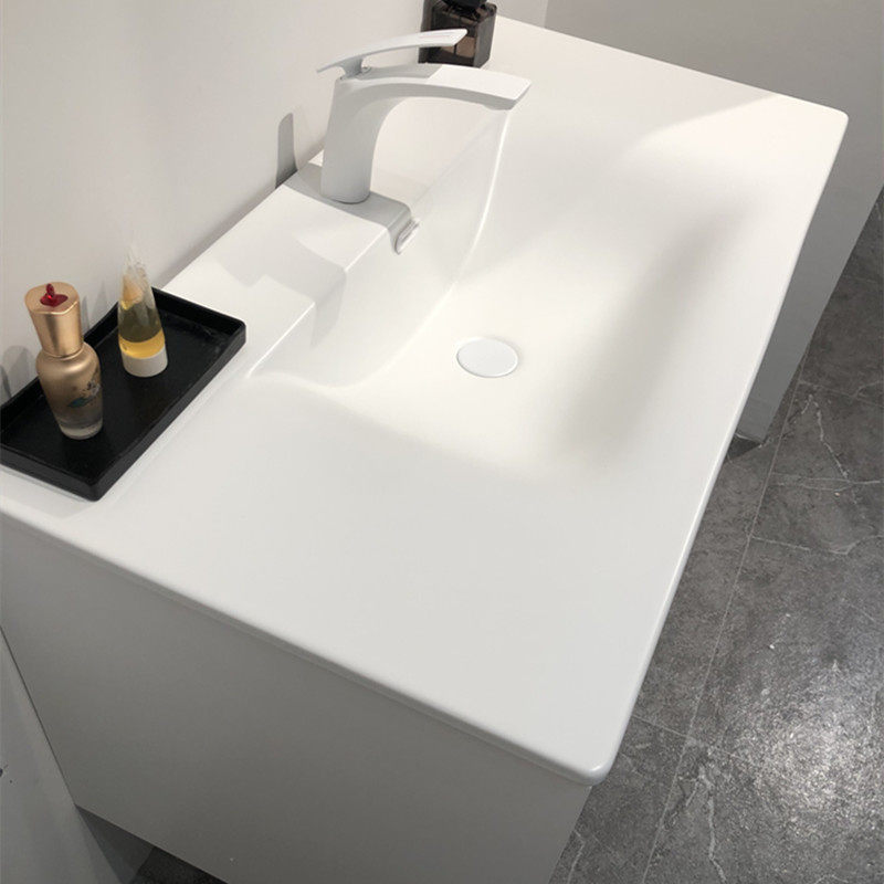 现代简约哑光陶瓷一体盆特优品浴室柜洗漱台多层实木白色烤漆现货