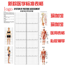 体态评估表墙纸健身房瑜伽馆壁纸运动体位体测图私教评估图定制