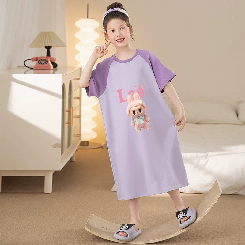 2026新款女童睡裙夏季短袖薄款儿童睡衣女孩公主风中大童家居服