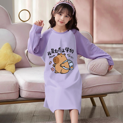 上新~布拉拉女童睡裙儿童春秋季薄款长袖家居服小女孩空调服睡衣