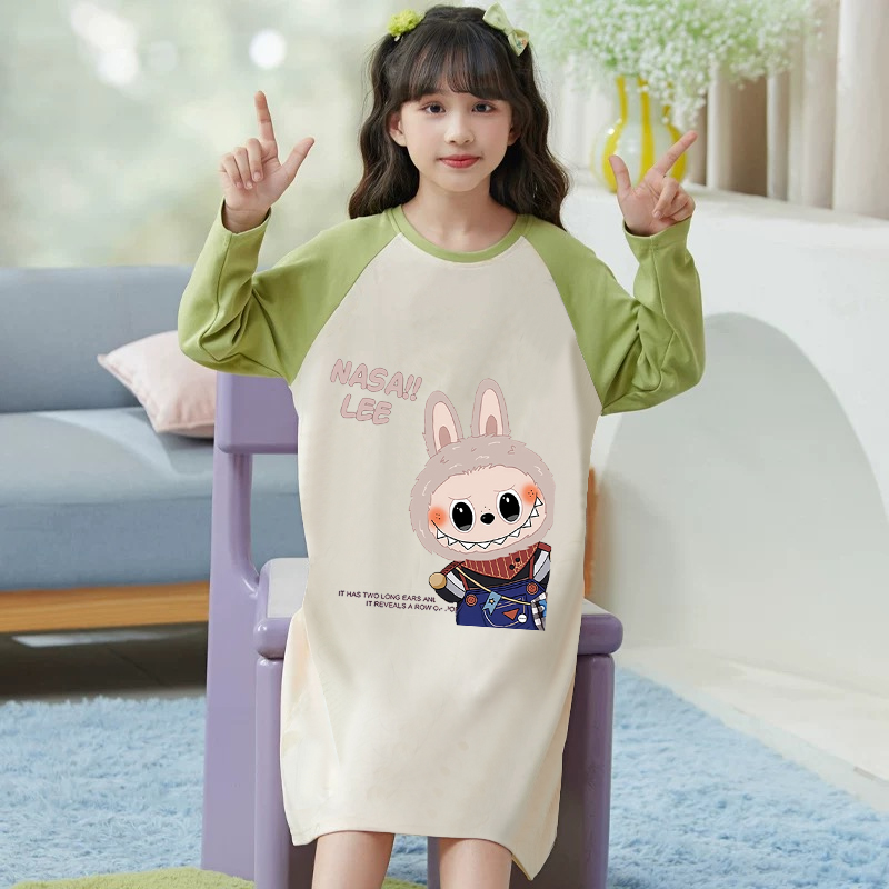 搭配2件~布拉拉女童睡裙儿童秋冬季长袖家居服小女孩空调服睡衣