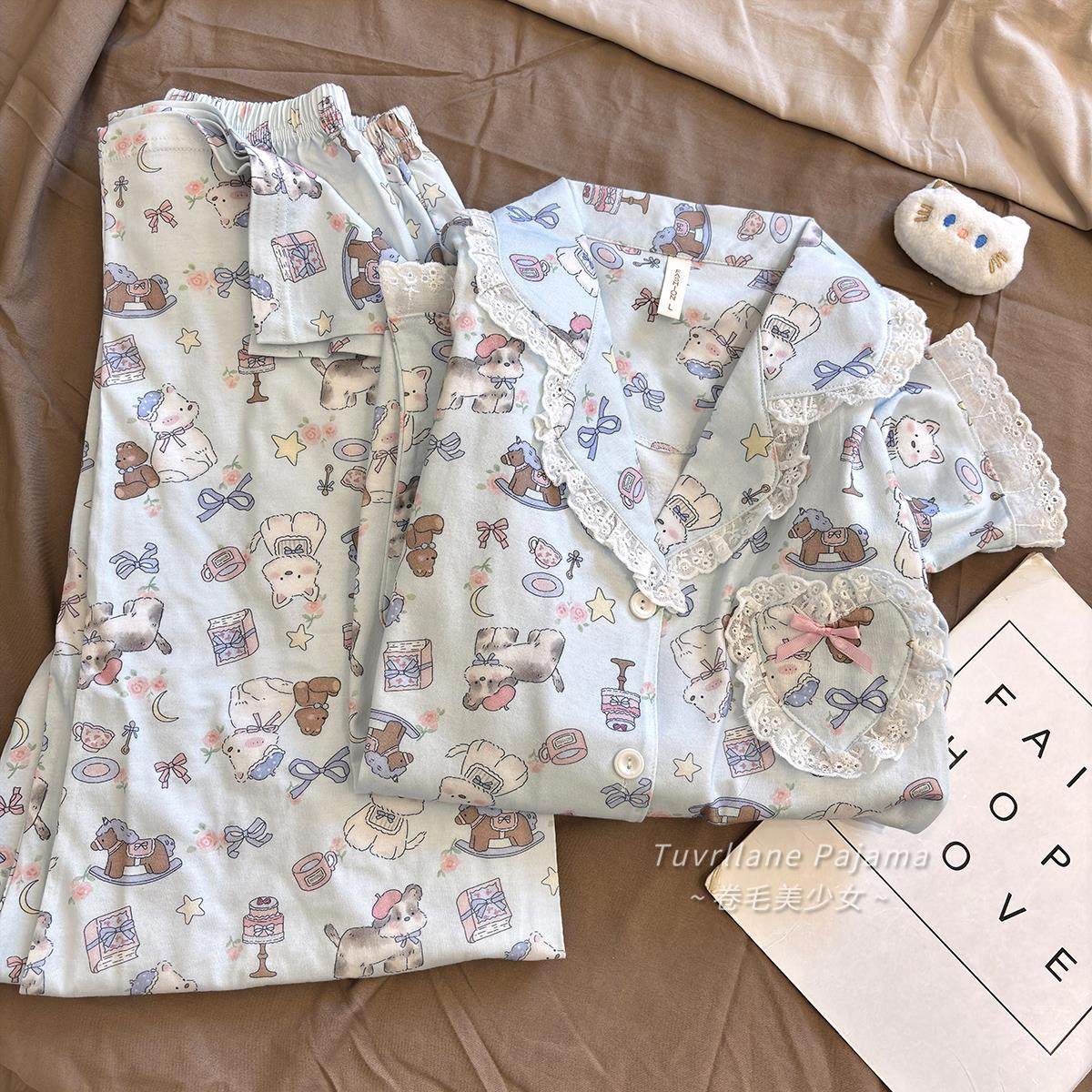 日系萌宠卡通纯棉睡衣女春秋季长袖新款甜美公主风舒适家居服套装,女士内衣/男士内衣/家居服,睡衣/家居服套装,淘宝优惠券,粉丝福利购,淘宝优惠卷