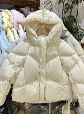 实体店韩货冬装新款女童珍珠白色连帽羽绒服大童潮版羽绒服面包服