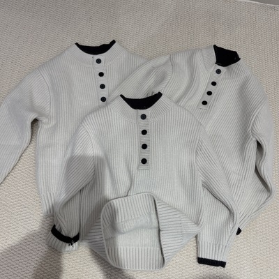 实体店冬装男童女童韩版米灰色假两件加绒加厚针织衫洋气打底毛衣