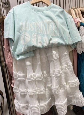 夏装新款男童女童马克龙绿色设计款短袖T恤韩版宽松短袖T恤