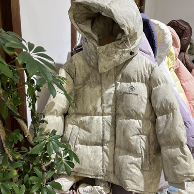 实体店冬装新款男童韩版灰色晕染扎染连帽短款羽绒服大童以兮外套