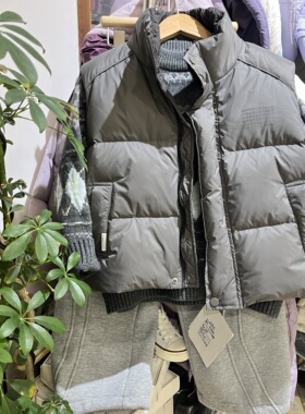 实体店冬装新款男童女童韩版深灰色羽绒马甲中大童潮版保暖背心潮