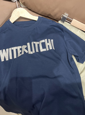 2025夏季新款男童女童韩版休闲短袖T恤中大童藏蓝色短袖T恤