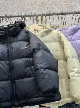 冬款童装男童女童黑色紫色连帽短款羽绒服韩版休闲面包服大童