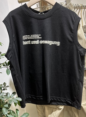 夏装男童女童黑色字母帅气无袖上衣韩版潮版背心T恤简素