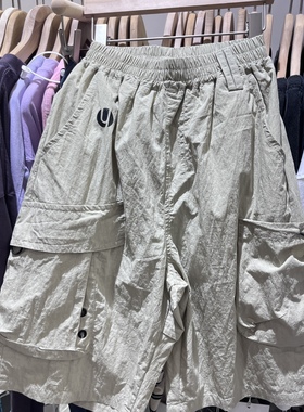 实体店男童薄款五分裤大童休闲裤韩版短裤工装裤豆绿色速干裤