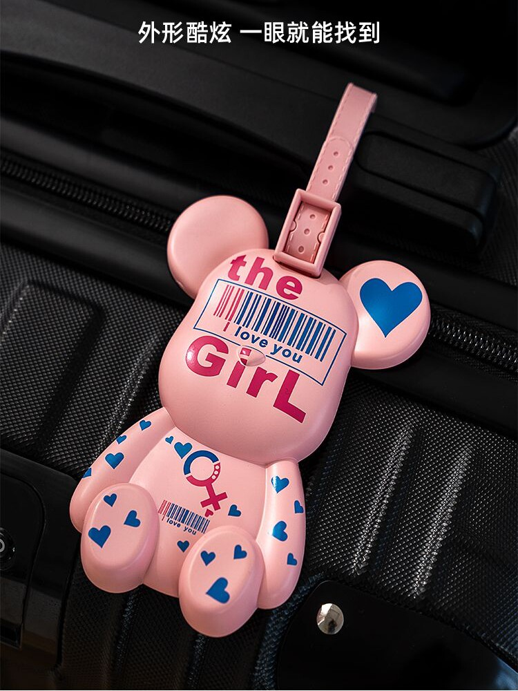 Traveling Abroad, Consignment, Creative Violent Bear, Luggage, Anti-Boarding Pass, Tag, Suitcase, Straps, Pendant