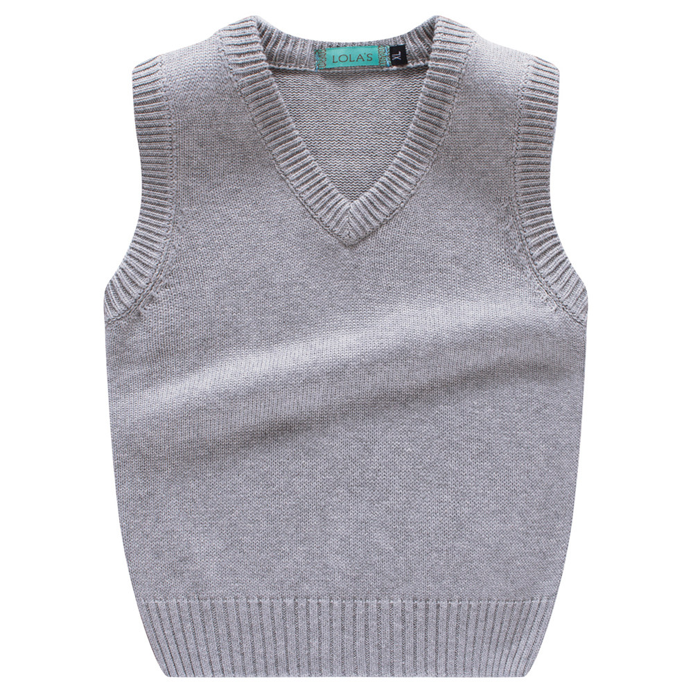 秋冬新款童装儿童毛衣马甲v领套头男女针织背心无袖坎肩纯色包邮