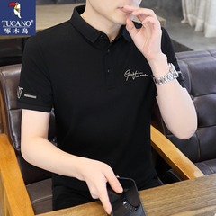 啄木鸟男士短袖POLO衫夏季新款韩版潮流修身翻领刺绣休闲T恤男